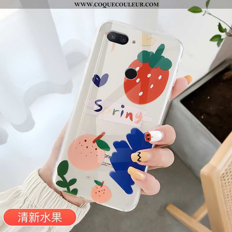 Housse Xiaomi Mi 8 Lite Tendance Amoureux Fruit, Étui Xiaomi Mi 8 Lite Protection Transparent Rose