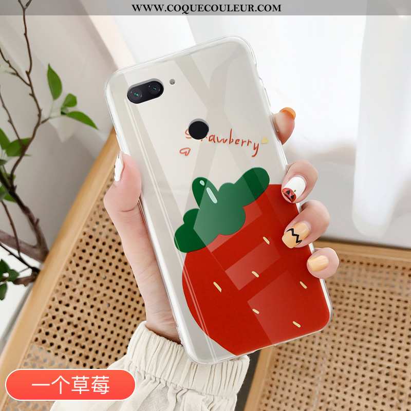 Housse Xiaomi Mi 8 Lite Tendance Amoureux Fruit, Étui Xiaomi Mi 8 Lite Protection Transparent Rose