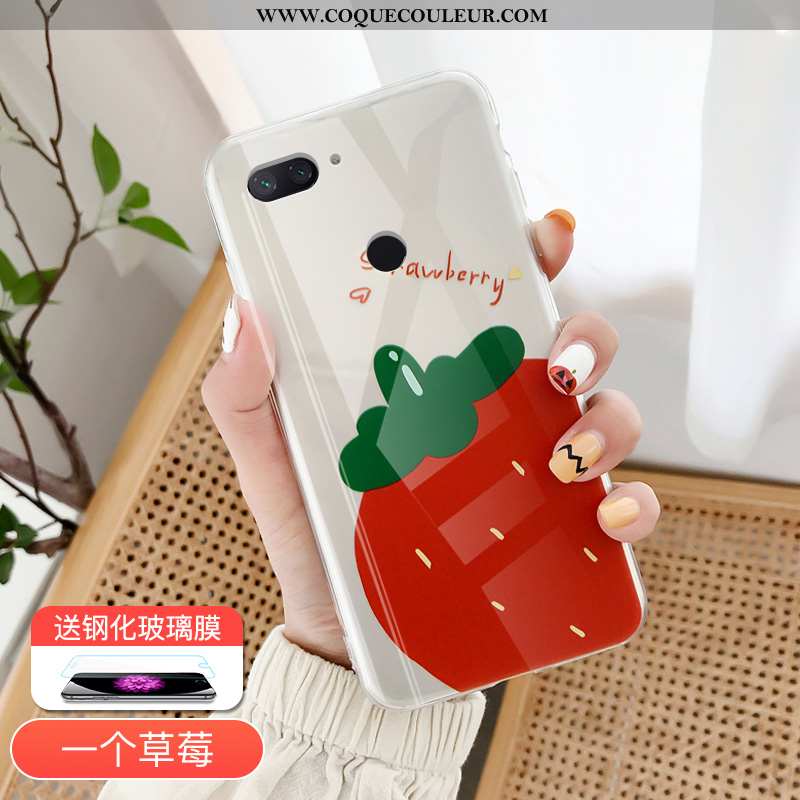 Housse Xiaomi Mi 8 Lite Tendance Amoureux Fruit, Étui Xiaomi Mi 8 Lite Protection Transparent Rose