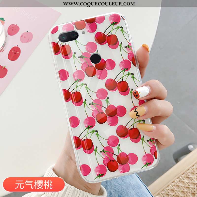 Housse Xiaomi Mi 8 Lite Tendance Amoureux Fruit, Étui Xiaomi Mi 8 Lite Protection Transparent Rose