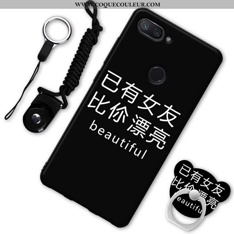 Housse Xiaomi Mi 8 Lite Protection Incassable Petit, Étui Xiaomi Mi 8 Lite Fluide Doux Jeunesse Noir