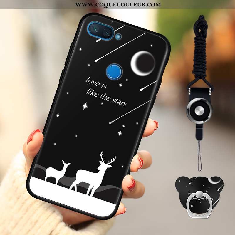 Étui Xiaomi Mi 8 Lite Fluide Doux Dessin Animé Rose, Coque Xiaomi Mi 8 Lite Délavé En Daim Téléphone