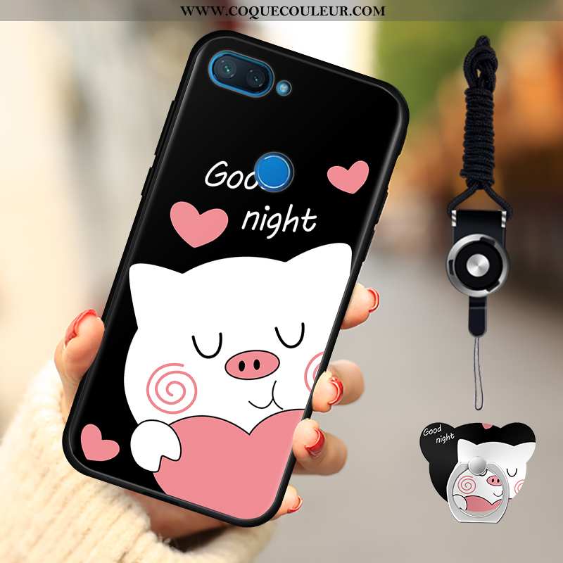 Étui Xiaomi Mi 8 Lite Fluide Doux Dessin Animé Rose, Coque Xiaomi Mi 8 Lite Délavé En Daim Téléphone