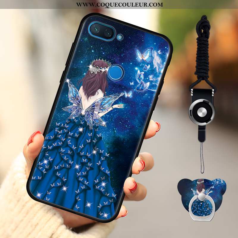 Étui Xiaomi Mi 8 Lite Fluide Doux Dessin Animé Rose, Coque Xiaomi Mi 8 Lite Délavé En Daim Téléphone