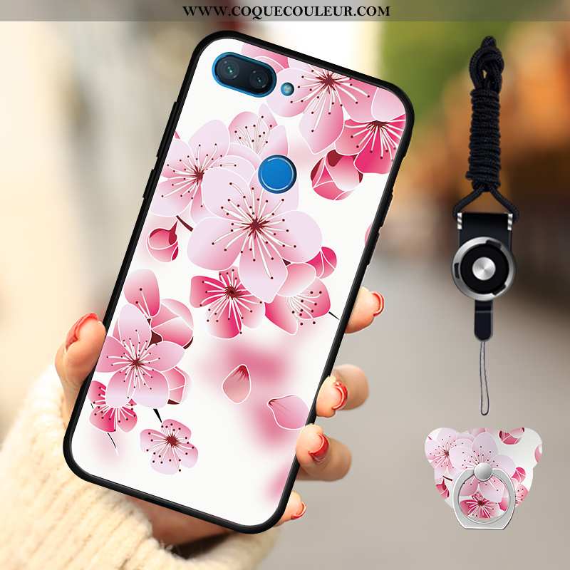 Étui Xiaomi Mi 8 Lite Fluide Doux Dessin Animé Rose, Coque Xiaomi Mi 8 Lite Délavé En Daim Téléphone