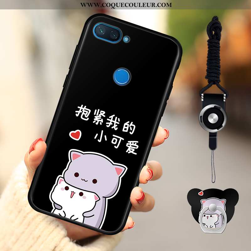 Étui Xiaomi Mi 8 Lite Fluide Doux Dessin Animé Rose, Coque Xiaomi Mi 8 Lite Délavé En Daim Téléphone