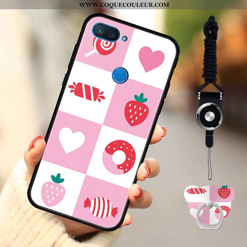 Étui Xiaomi Mi 8 Lite Fluide Doux Dessin Animé Rose, Coque Xiaomi Mi 8 Lite Délavé En Daim Téléphone