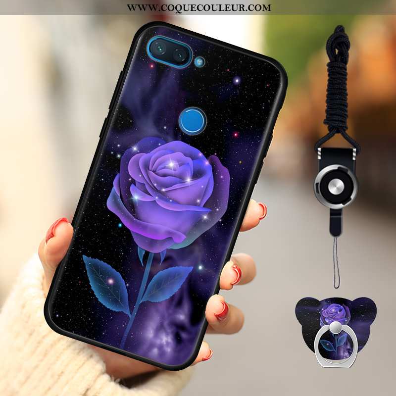 Étui Xiaomi Mi 8 Lite Fluide Doux Dessin Animé Rose, Coque Xiaomi Mi 8 Lite Délavé En Daim Téléphone