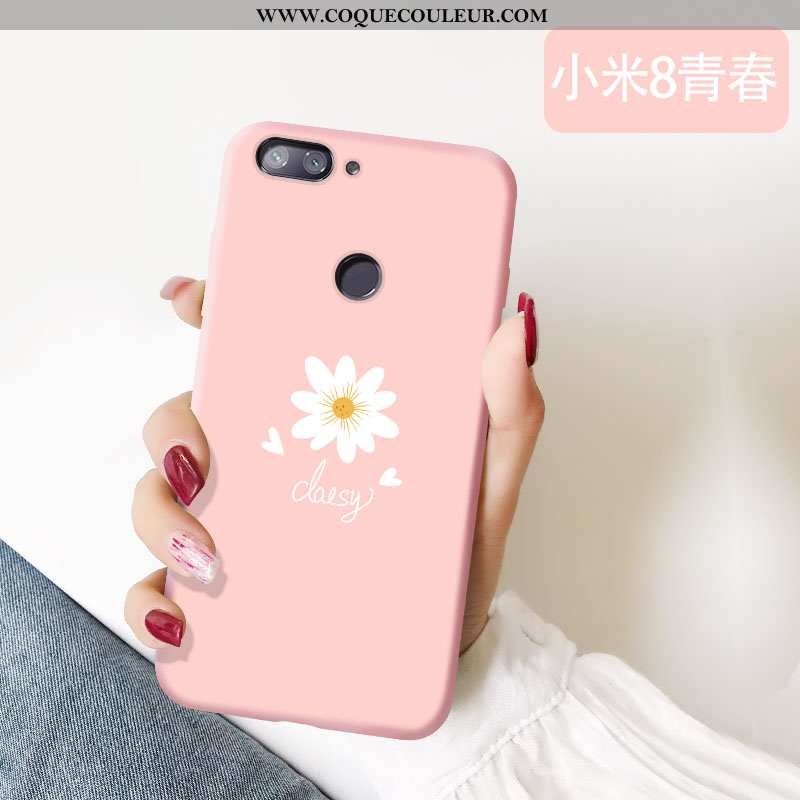 Étui Xiaomi Mi 8 Lite Mode Silicone Rose, Coque Xiaomi Mi 8 Lite Protection Rose