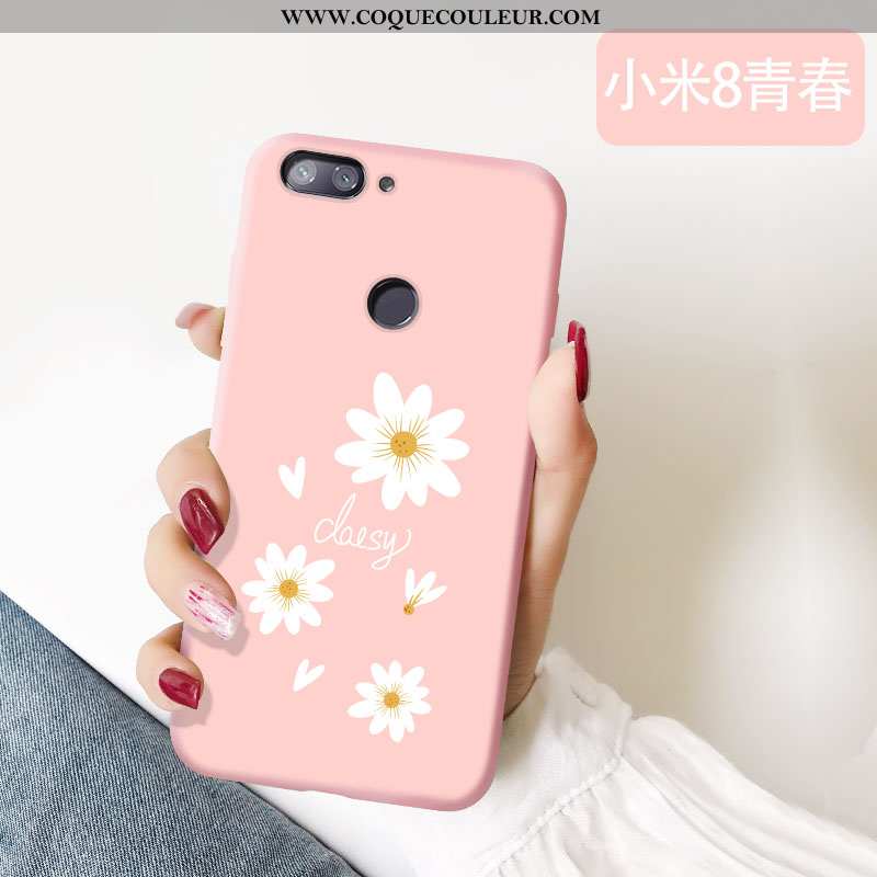 Étui Xiaomi Mi 8 Lite Mode Silicone Rose, Coque Xiaomi Mi 8 Lite Protection Rose