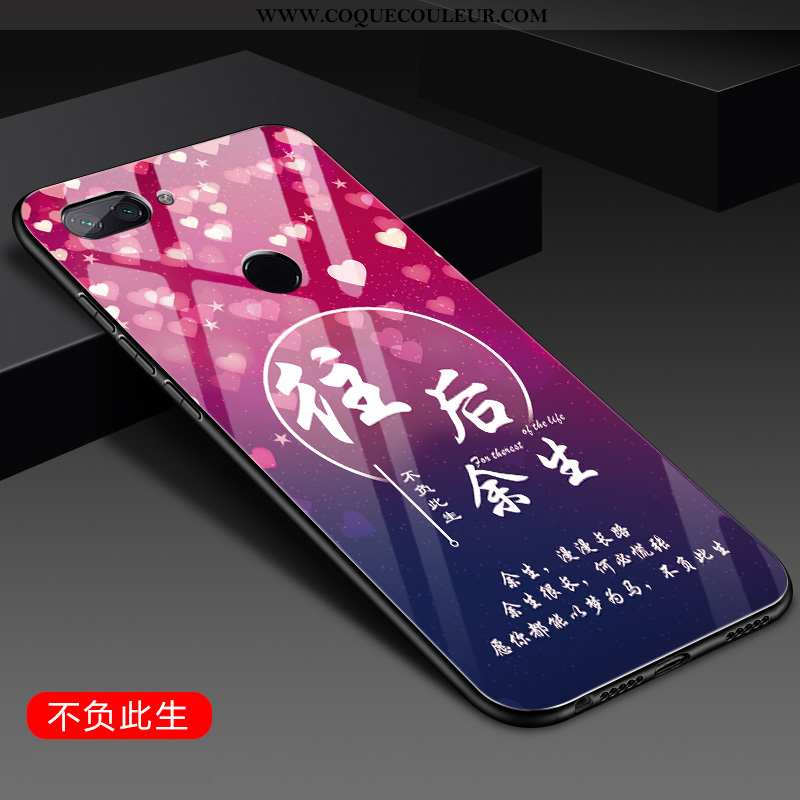 Étui Xiaomi Mi 8 Lite Fluide Doux Incassable Coque, Coque Xiaomi Mi 8 Lite Silicone Verre Rose