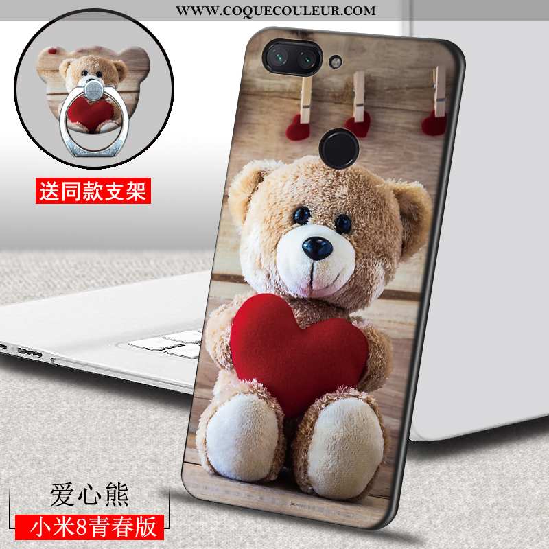 Coque Xiaomi Mi 8 Lite Dessin Animé Étui, Housse Xiaomi Mi 8 Lite Ultra Créatif Marron