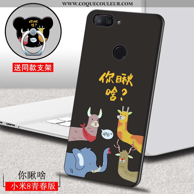 Coque Xiaomi Mi 8 Lite Dessin Animé Étui, Housse Xiaomi Mi 8 Lite Ultra Créatif Marron