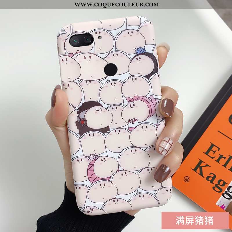 Coque Xiaomi Mi 8 Lite Créatif Frais Étui, Housse Xiaomi Mi 8 Lite Tendance Jeunesse Rose