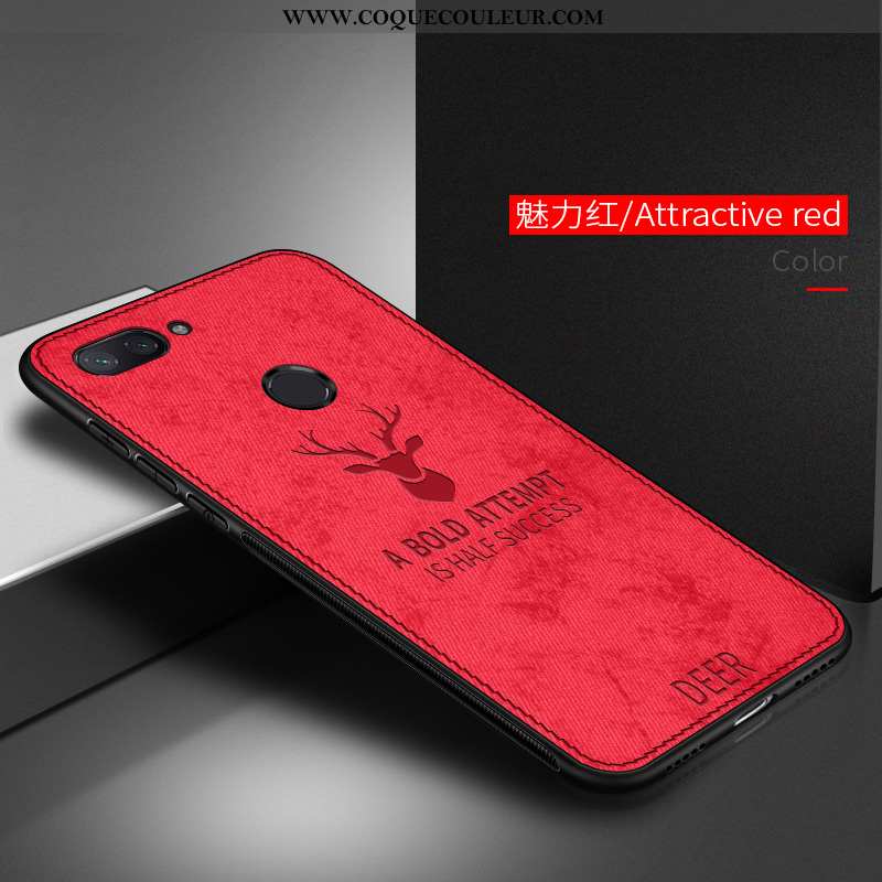 Housse Xiaomi Mi 8 Lite Protection Rouge Téléphone Portable, Étui Xiaomi Mi 8 Lite Délavé En Daim Ne