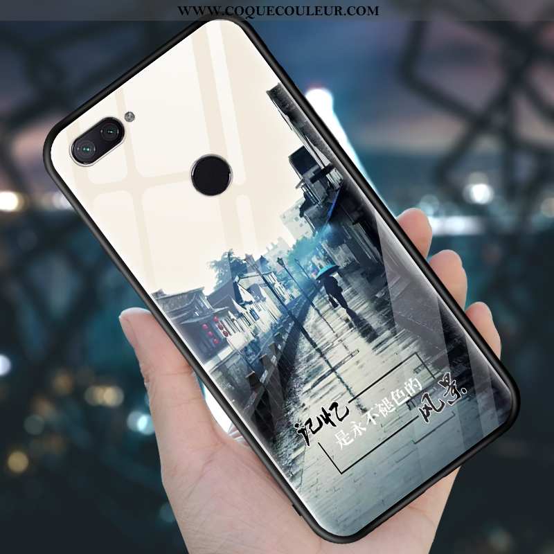 Étui Xiaomi Mi 8 Lite Silicone Clair Incassable, Coque Xiaomi Mi 8 Lite Verre Petit Violet