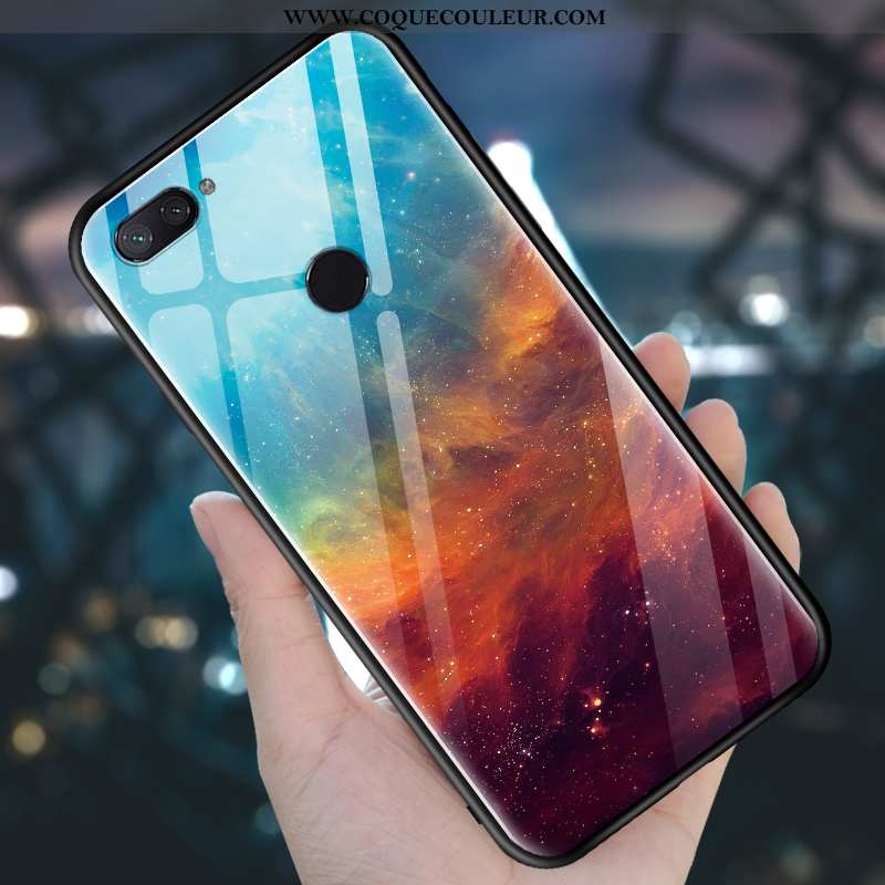 Étui Xiaomi Mi 8 Lite Silicone Clair Incassable, Coque Xiaomi Mi 8 Lite Verre Petit Violet