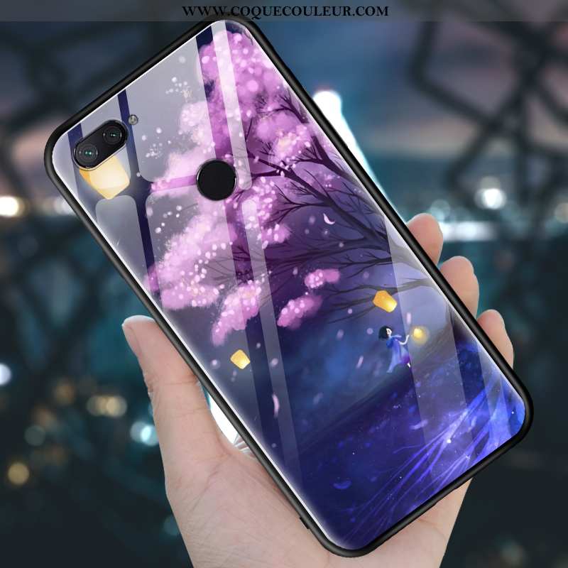 Étui Xiaomi Mi 8 Lite Silicone Clair Incassable, Coque Xiaomi Mi 8 Lite Verre Petit Violet