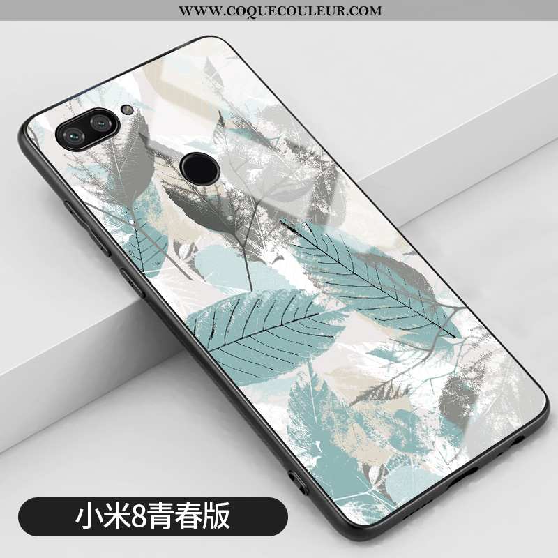 Housse Xiaomi Mi 8 Lite Verre Difficile Petit, Étui Xiaomi Mi 8 Lite Tendance Vert Verte