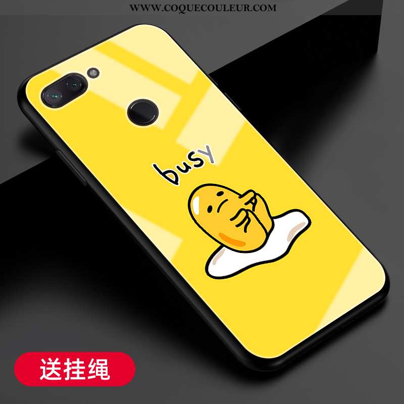 Housse Xiaomi Mi 8 Lite Verre Étui Difficile, Xiaomi Mi 8 Lite Fluide Doux Jeunesse Jaune