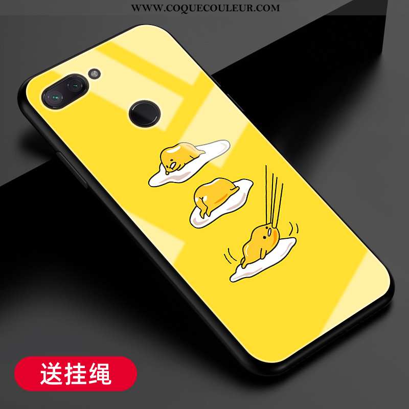 Housse Xiaomi Mi 8 Lite Verre Étui Difficile, Xiaomi Mi 8 Lite Fluide Doux Jeunesse Jaune