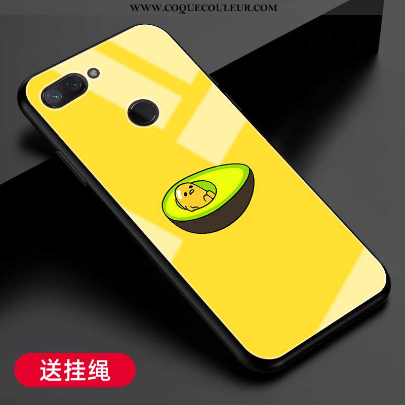 Housse Xiaomi Mi 8 Lite Verre Étui Difficile, Xiaomi Mi 8 Lite Fluide Doux Jeunesse Jaune