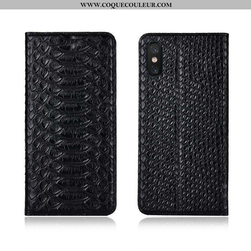 Étui Xiaomi Mi 8 Pro Fluide Doux Cuir Véritable Modèle Fleurie, Coque Xiaomi Mi 8 Pro Silicone Noir