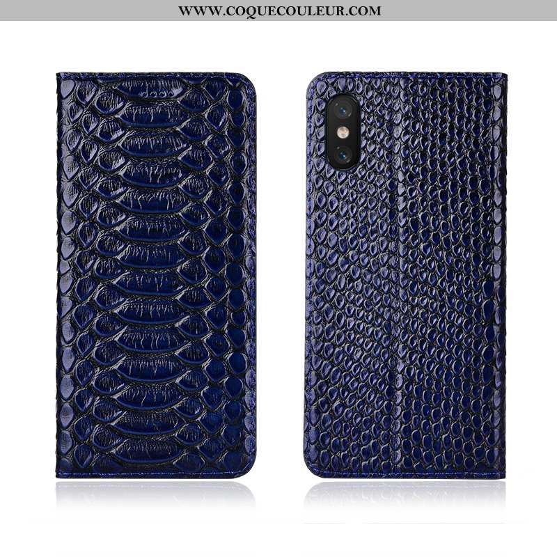 Étui Xiaomi Mi 8 Pro Fluide Doux Cuir Véritable Modèle Fleurie, Coque Xiaomi Mi 8 Pro Silicone Noir