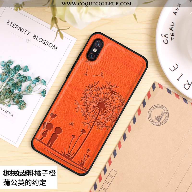 Housse Xiaomi Mi 8 Pro Tendance Étui Silicone, Xiaomi Mi 8 Pro Cuir Délavé En Daim Orange