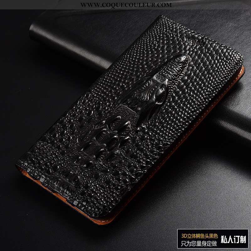 Étui Xiaomi Mi 8 Pro Protection Crocodile Étui, Coque Xiaomi Mi 8 Pro Cuir Véritable Clamshell Bleu