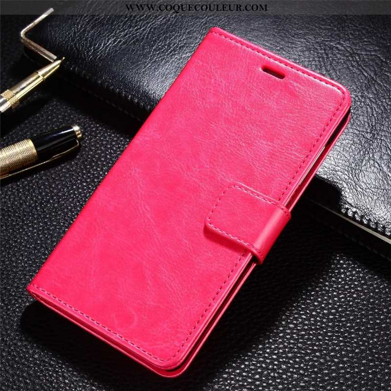 Coque Xiaomi Mi 8 Pro Cuir Rouge Incassable, Housse Xiaomi Mi 8 Pro Protection Téléphone Portable Ma