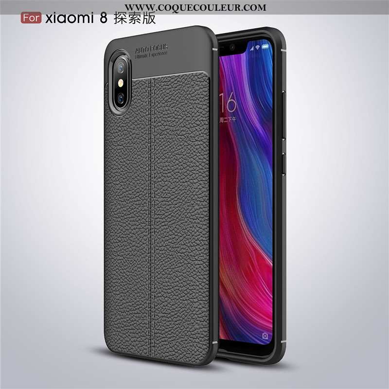 Coque Xiaomi Mi 8 Pro Tendance Incassable Luxe, Housse Xiaomi Mi 8 Pro Légère Étui Noir