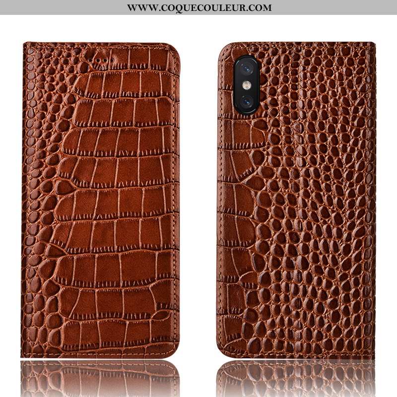 Housse Xiaomi Mi 8 Pro Modèle Fleurie Étui, Étui Xiaomi Mi 8 Pro Protection Incassable Marron