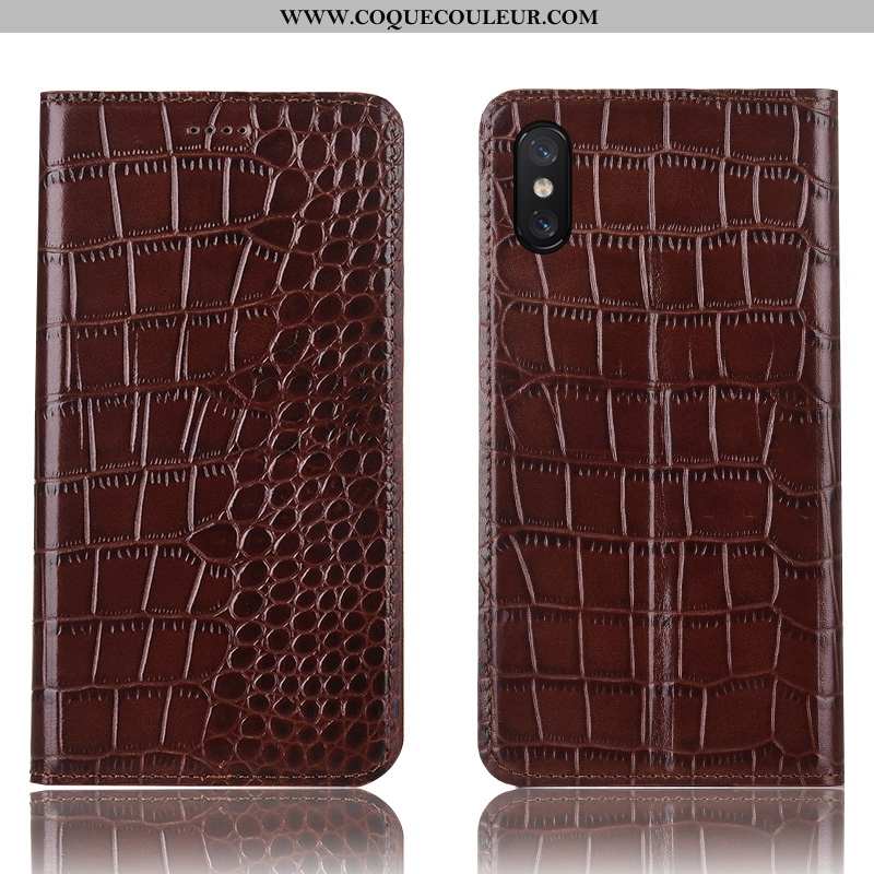 Housse Xiaomi Mi 8 Pro Modèle Fleurie Étui, Étui Xiaomi Mi 8 Pro Protection Incassable Marron