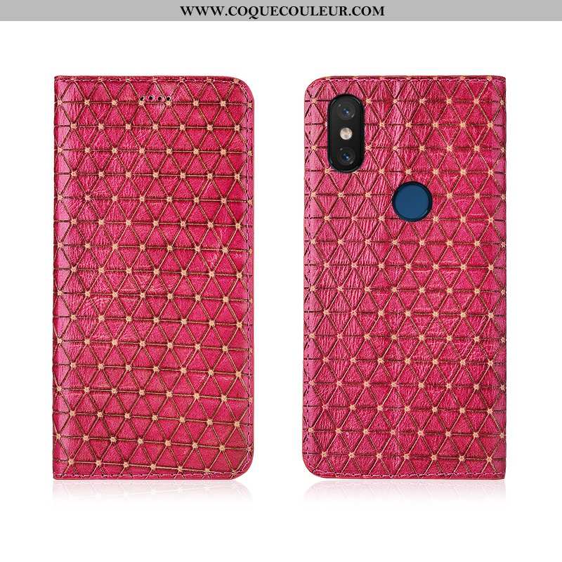 Housse Xiaomi Mi 8 Pro Modèle Fleurie Jeunesse Rouge, Étui Xiaomi Mi 8 Pro Fluide Doux Cuir Rose