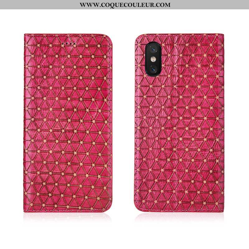 Housse Xiaomi Mi 8 Pro Modèle Fleurie Jeunesse Rouge, Étui Xiaomi Mi 8 Pro Fluide Doux Cuir Rose