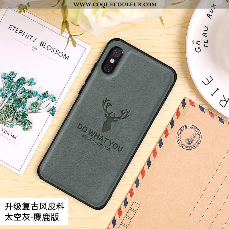 Étui Xiaomi Mi 8 Pro Modèle Fleurie Tout Compris Vintage, Coque Xiaomi Mi 8 Pro Fluide Doux Gris