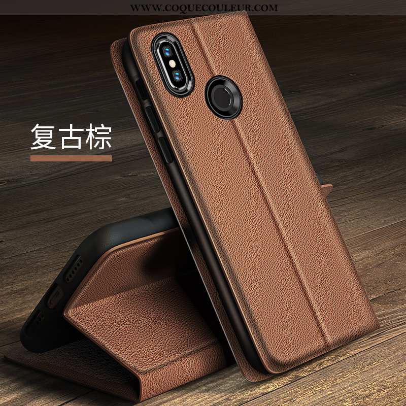 Étui Xiaomi Mi 8 Cuir Housse Jeunesse, Coque Xiaomi Mi 8 Fluide Doux Protection Noir