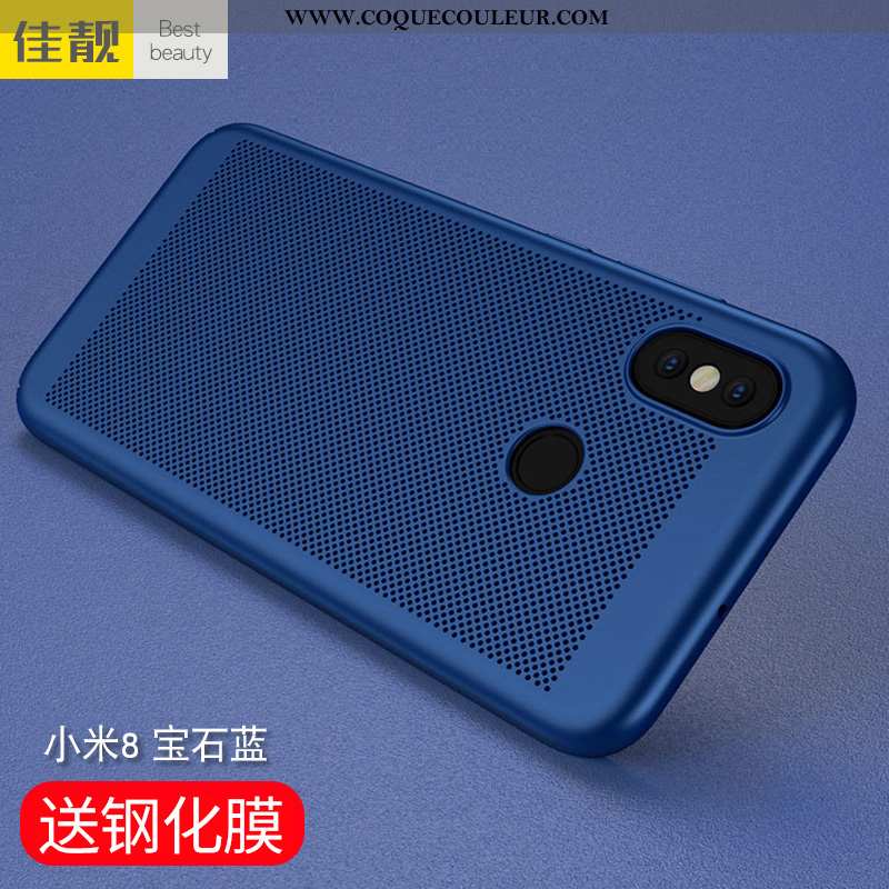 Coque Xiaomi Mi 8 Protection Refroidissement Évasé, Housse Xiaomi Mi 8 Délavé En Daim Nouveau Bleu F