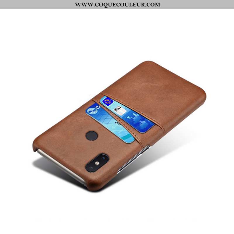 Housse Xiaomi Mi 8 Protection Téléphone Portable Carte, Étui Xiaomi Mi 8 Cuir Coque Marron