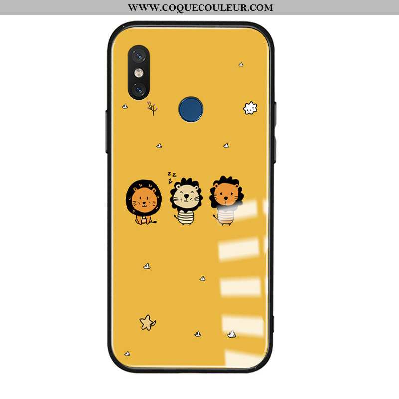 Coque Xiaomi Mi 8 Dessin Animé Créatif Lion, Housse Xiaomi Mi 8 Charmant Étui Jaune