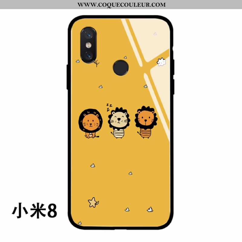 Coque Xiaomi Mi 8 Dessin Animé Créatif Lion, Housse Xiaomi Mi 8 Charmant Étui Jaune