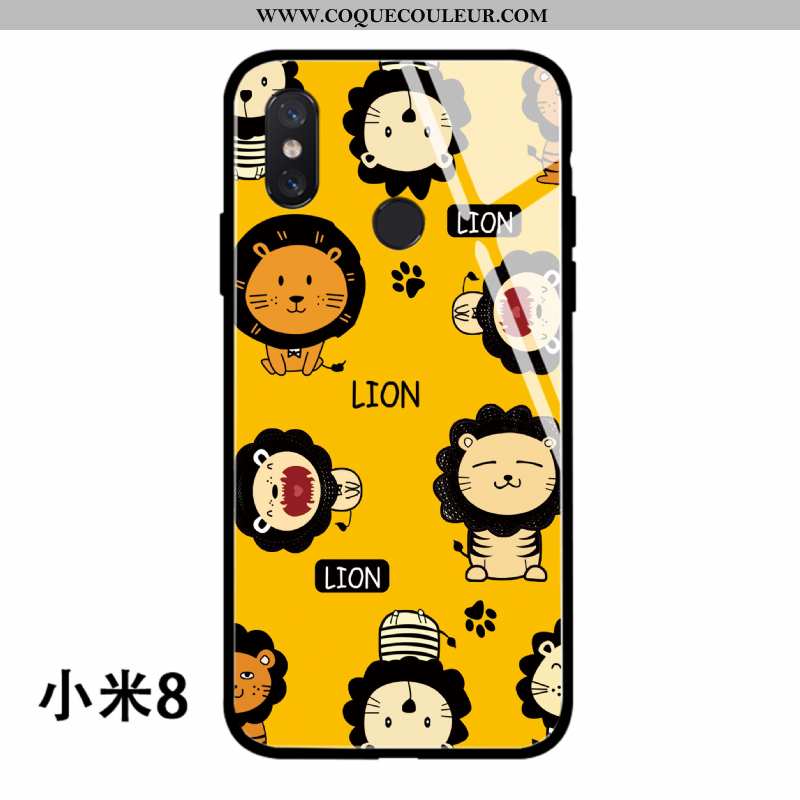 Coque Xiaomi Mi 8 Dessin Animé Créatif Lion, Housse Xiaomi Mi 8 Charmant Étui Jaune