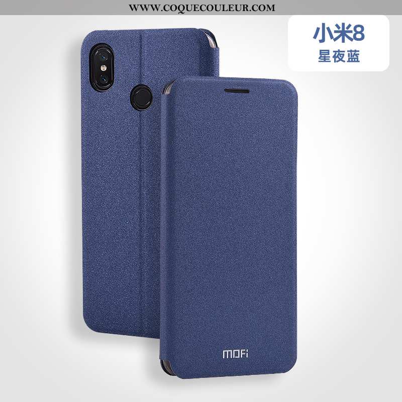 Étui Xiaomi Mi 8 Fluide Doux Petit, Coque Xiaomi Mi 8 Silicone Bleu