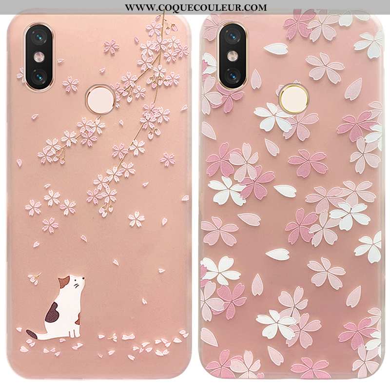 Housse Xiaomi Mi 8 Modèle Fleurie Nouveau Petit, Étui Xiaomi Mi 8 Fluide Doux Net Rouge Rose