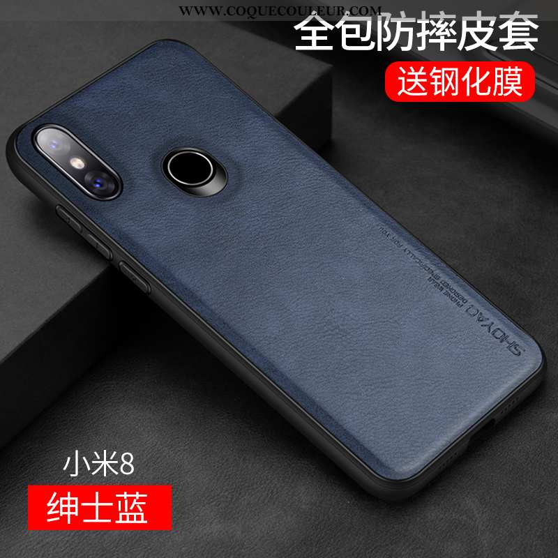 Coque Xiaomi Mi 8 Tendance Transparent Personnalité, Housse Xiaomi Mi 8 Cuir Téléphone Portable Noir