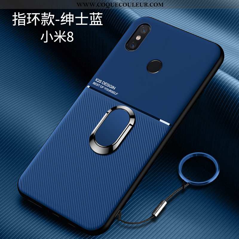 Étui Xiaomi Mi 8 Modèle Fleurie Silicone Petit, Coque Xiaomi Mi 8 Fluide Doux Délavé En Daim Bleu