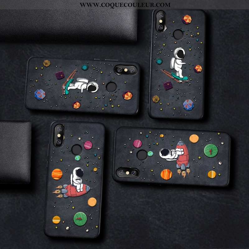 Étui Xiaomi Mi 8 Gaufrage Coque Créatif, Xiaomi Mi 8 Cuir Silicone Noir