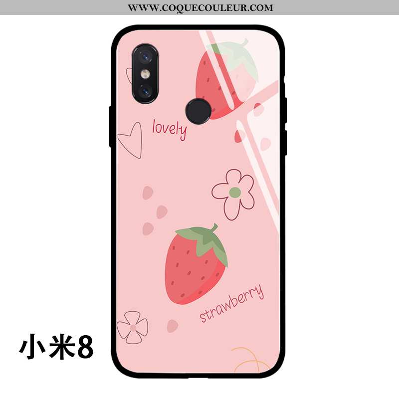 Housse Xiaomi Mi 8 Fluide Doux Étui Jeunesse, Xiaomi Mi 8 Silicone Fraise Rose