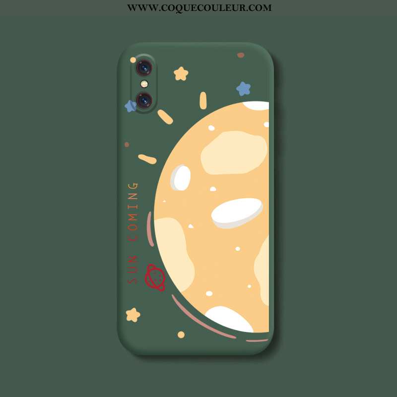 Housse Xiaomi Mi 8 Dessin Animé Simple Vert, Étui Xiaomi Mi 8 Charmant Silicone Verte